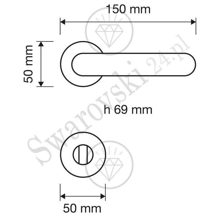 Klamka Profilo Mesh z szyldem WC